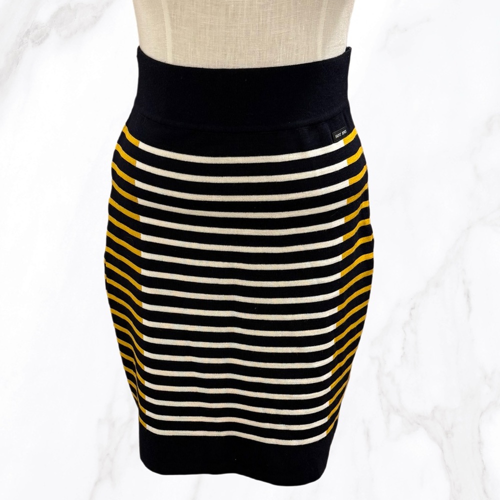 Women’s Saint James‎ x Isabelle Ballu Wool Striped Fitted Midi Skirt, Size 6